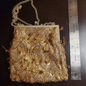 Vintage Beaded Gold Evening Bag